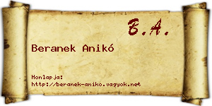 Beranek Anikó névjegykártya